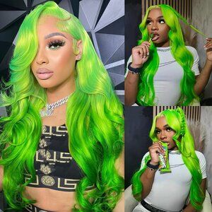 Dirty Ombre Green 13x4 Lace Front Wig – 26” Wavy Glueless Heat Resistance Wig